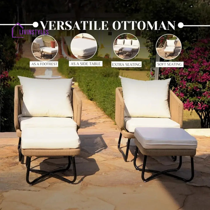 Tao 7 Seater Outdoor Rope Sofa Set with Ottomans - Sofa Set