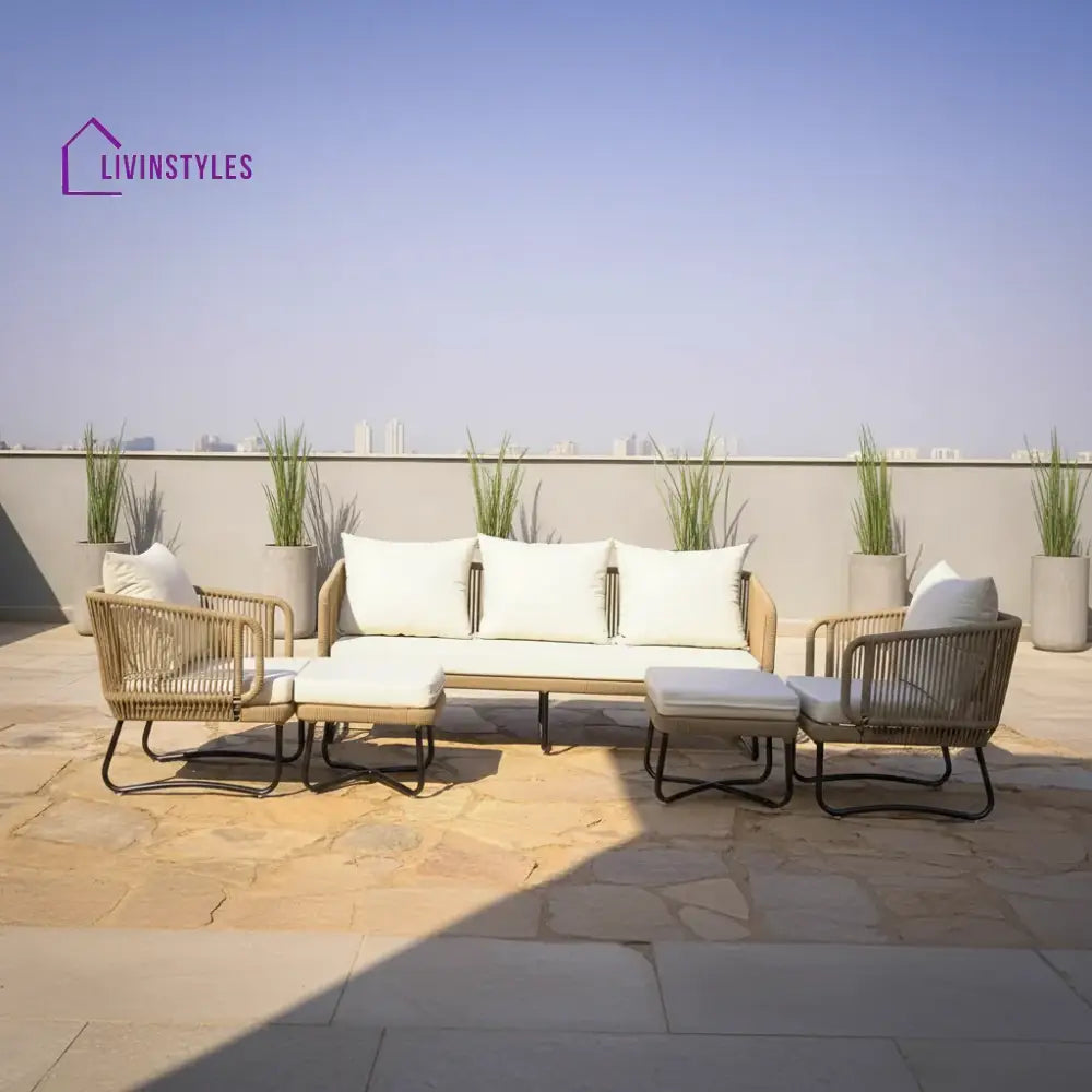 Tao 7 Seater Outdoor Rope Sofa Set with Ottomans - Sofa Set