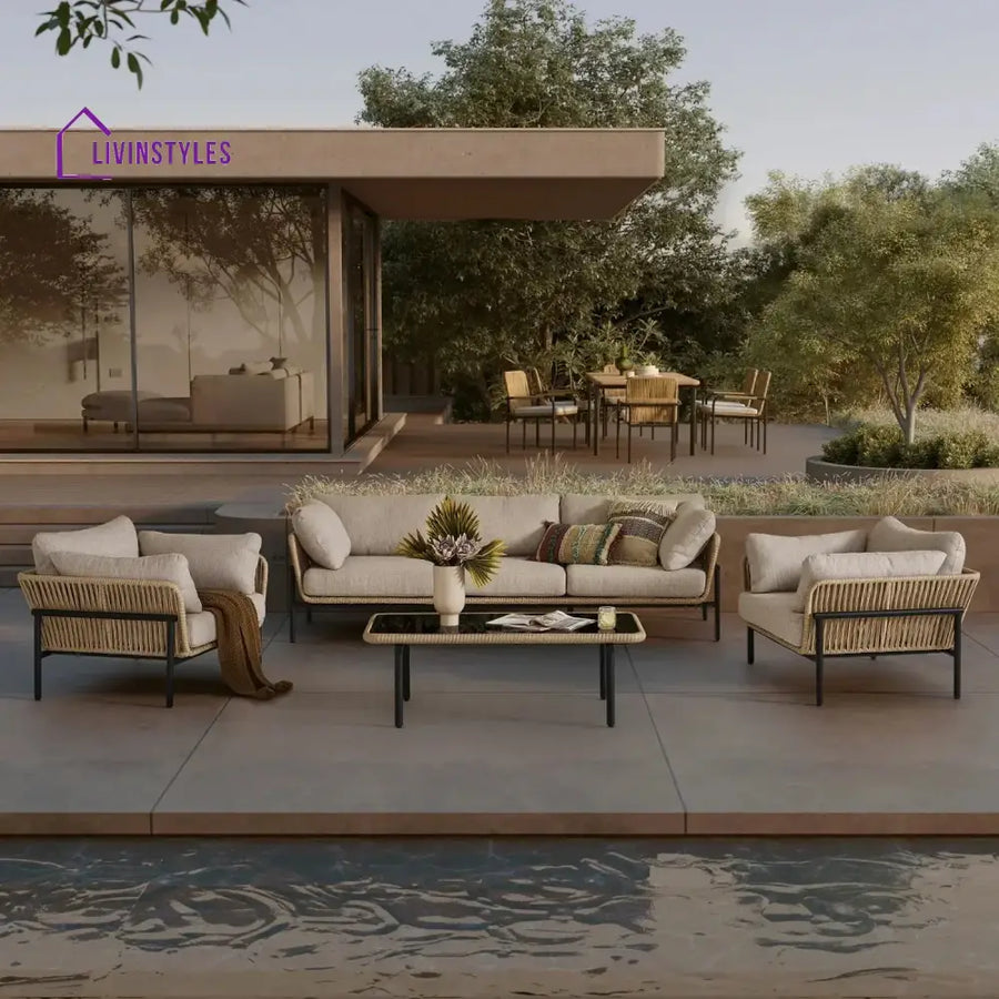 Tapasya Outdoor 4-Piece Rope Conversation Sofa Set - Sofa Set