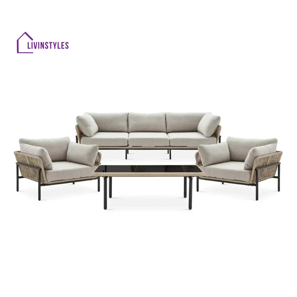 Tapasya Outdoor 4-Piece Rope Conversation Sofa Set - Sofa Set