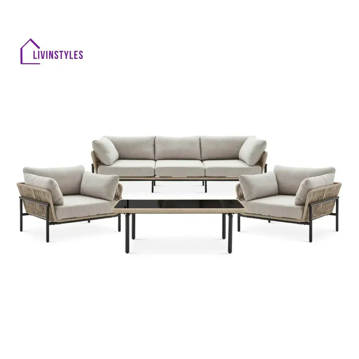 Tapasya Outdoor 4-Piece Rope Conversation Sofa Set - Sofa Set