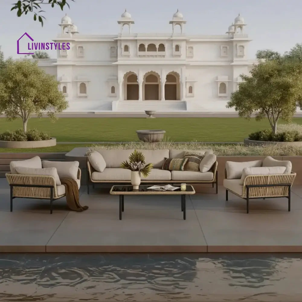 Tapasya Outdoor 4-Piece Rope Conversation Sofa Set - Sofa Set