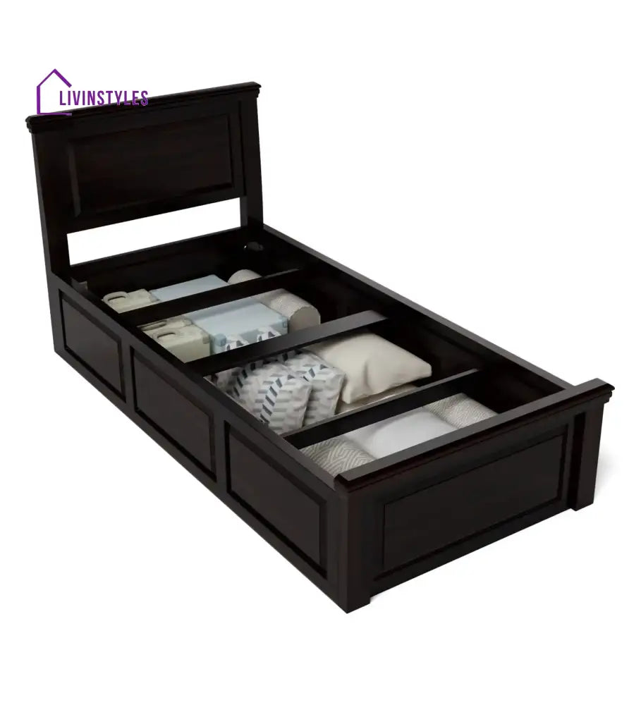 Kanishka Solid Wood Single Bed With Box Storage Bedroom Furniture Sets