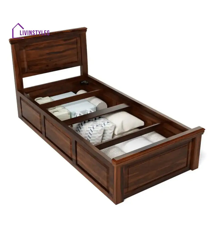 Kanishka Solid Wood Single Bed With Box Storage Bedroom Furniture Sets
