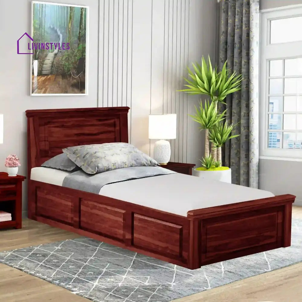 Kanishka Solid Wood Single Bed With Box Storage Honey Bedroom Furniture Sets