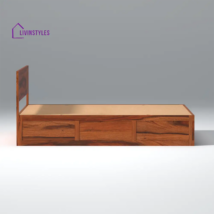 Taras Sheesham Wood bed with Box Storage in Honey Color