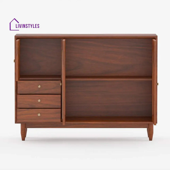 Taras Solid Wood Acacia Cane Cabinet and Sideboard (Honey Finish)