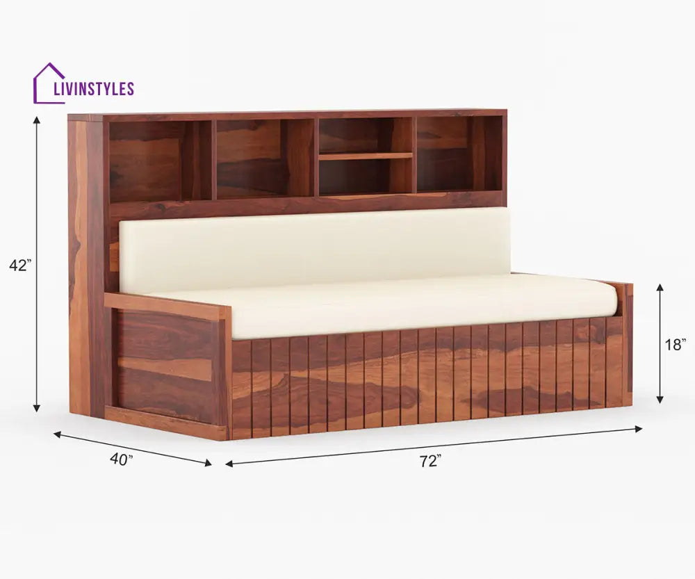 Taras Solid Wood Sheesham Sofa Cum Bed | Solid Wood Sofa Come Bed (Honey Finish)