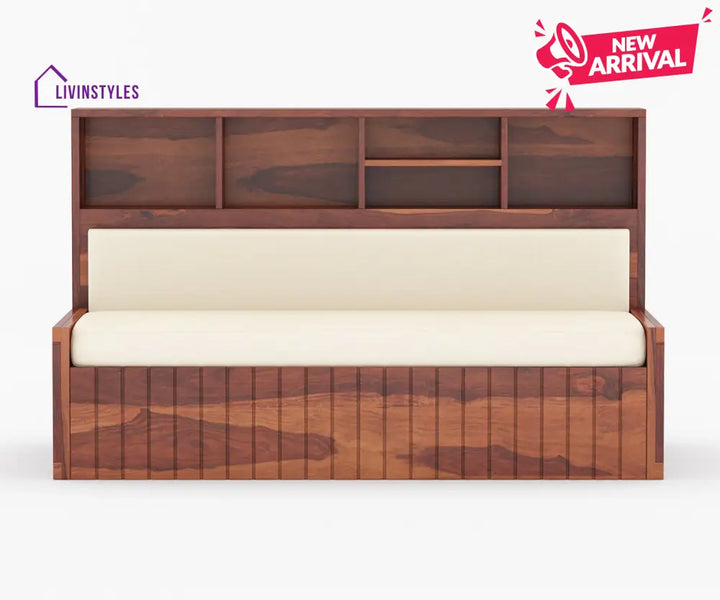 Taras Solid Wood Sheesham Sofa Cum Bed | Solid Wood Sofa Come Bed (Honey Finish)