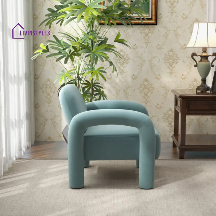 Tarika Solid Wood and Fabric Arm Chair | Living Room Chair | Lounge Chair
