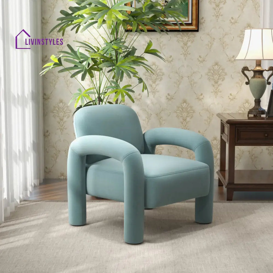Tarika Solid Wood and Fabric Arm Chair | Living Room Chair | Lounge Chair