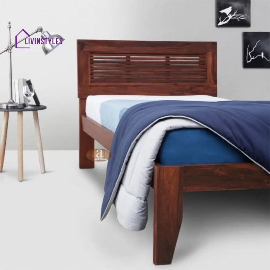 Tarun Elegant Solid Sheesham Wood Handmade Modern Single bed (Honey)