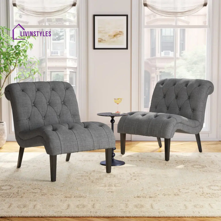 Taruni Solid Wood and Fabric Arm Chair | Living Room Chair | Lounge Chair
