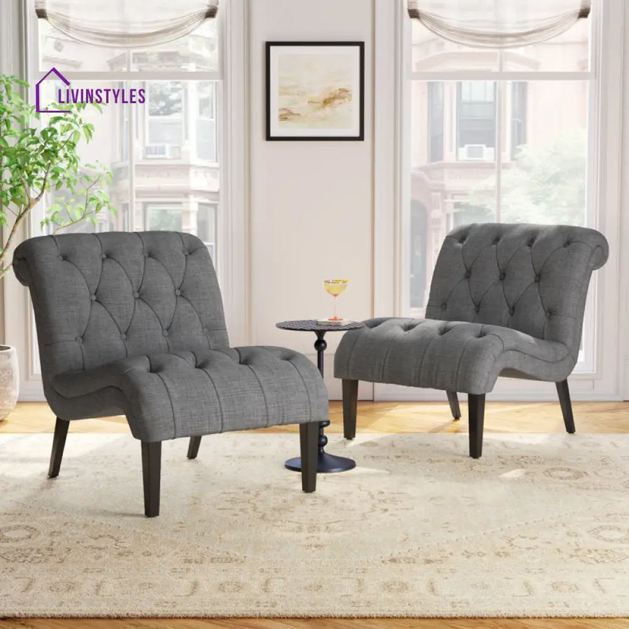 Taruni Solid Wood and Fabric Arm Chair | Living Room Chair | Lounge Chair