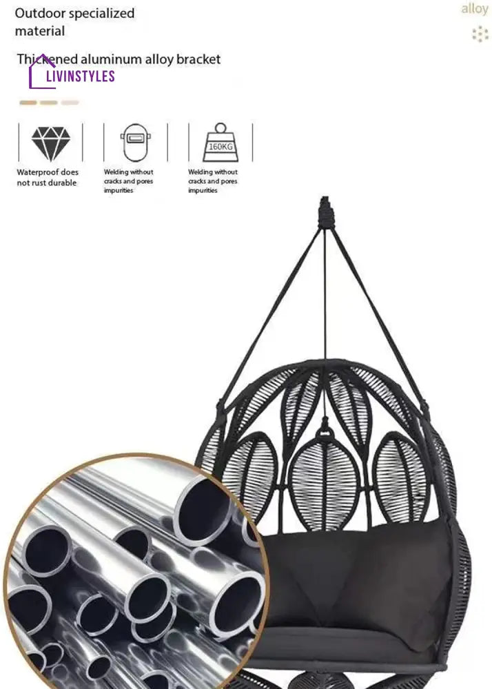 Tasse Single Seater Hanging Swing Without Stand For Balcony Garden Swing (Black) Braided & Rope - Swings