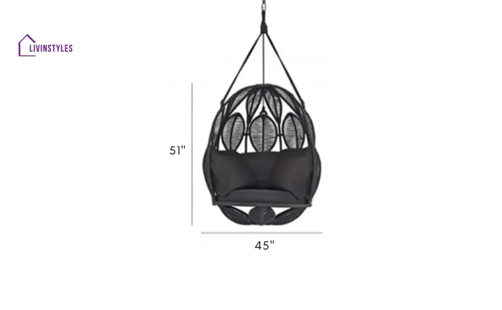 Tasse Single Seater Hanging Swing Without Stand For Balcony Garden Swing (Black) Braided & Rope - Swings
