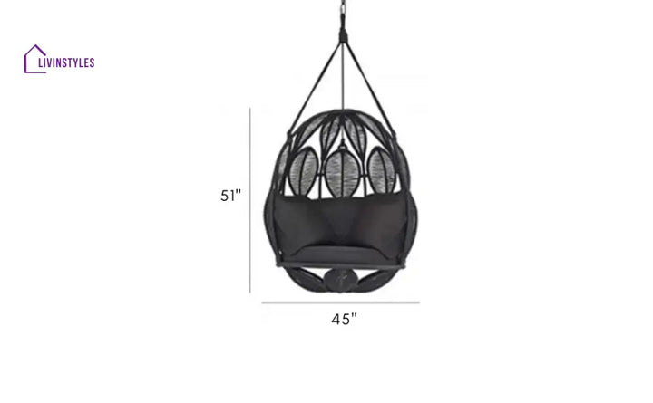 Tasse Single Seater Hanging Swing Without Stand For Balcony Garden Swing (Black) Braided & Rope - Swings