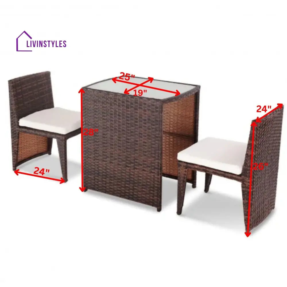 Tasu Outdoor Patio Seating Set 2 Chairs and 1 Table Set (Brown Black) - Coffee Table Sets