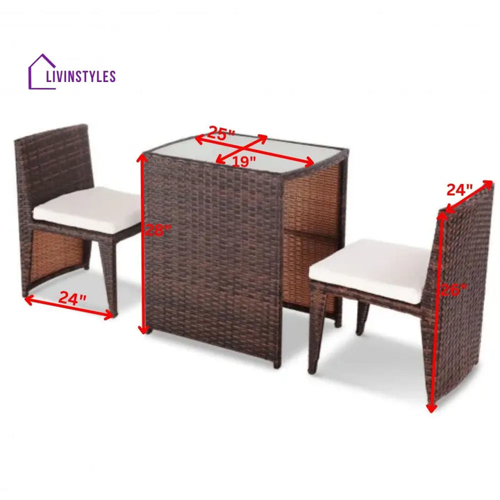 Tasu Outdoor Patio Seating Set 2 Chairs and 1 Table Set (Brown Black) - Coffee Table Sets