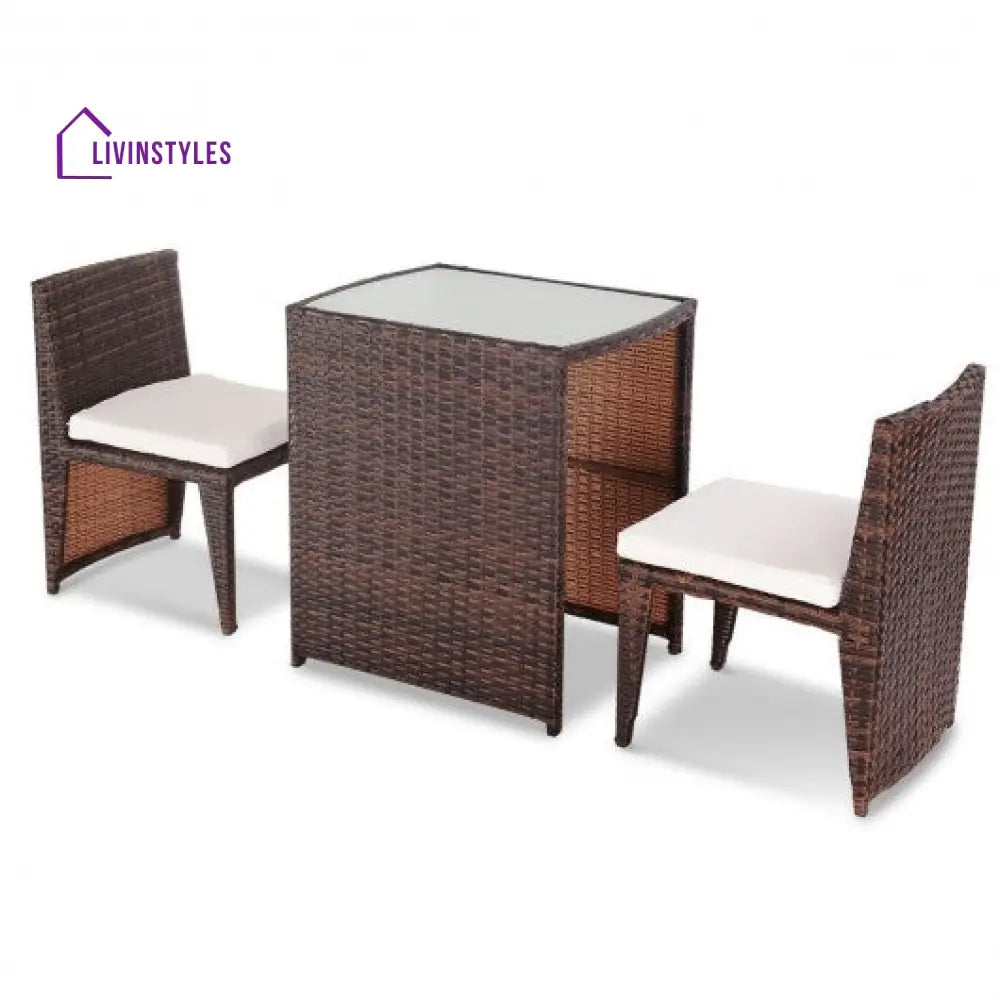 Tasu Outdoor Patio Seating Set 2 Chairs and 1 Table Set (Brown Black) - Coffee Table Sets