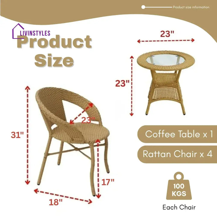 Tatiana 5-Piece Outdoor Rattan Wicker Patio Bistro Set Patio Set