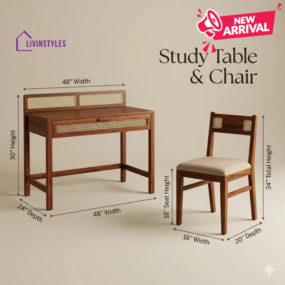 Tatiana Sheesham Wood Study Table and Chair Set for Students | Kids | Adults