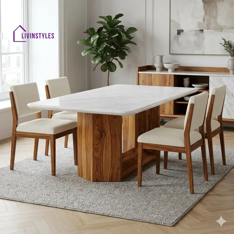 Tatiana Solid Sheesham Wood 6 Seater Dining Table Set