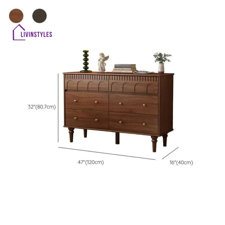 Tatiana Solid Walnut Wood Chest of Drawers for Luxury Homes