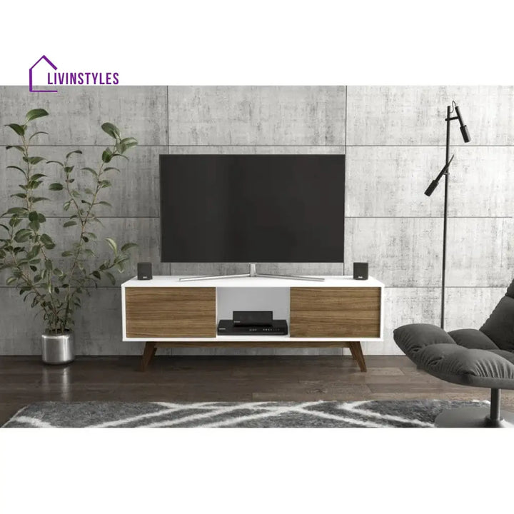 Tatum White Finish Tv Unit Stand for Living Room