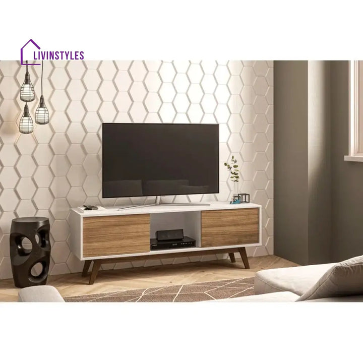 Tatum White Finish Tv Unit Stand for Living Room