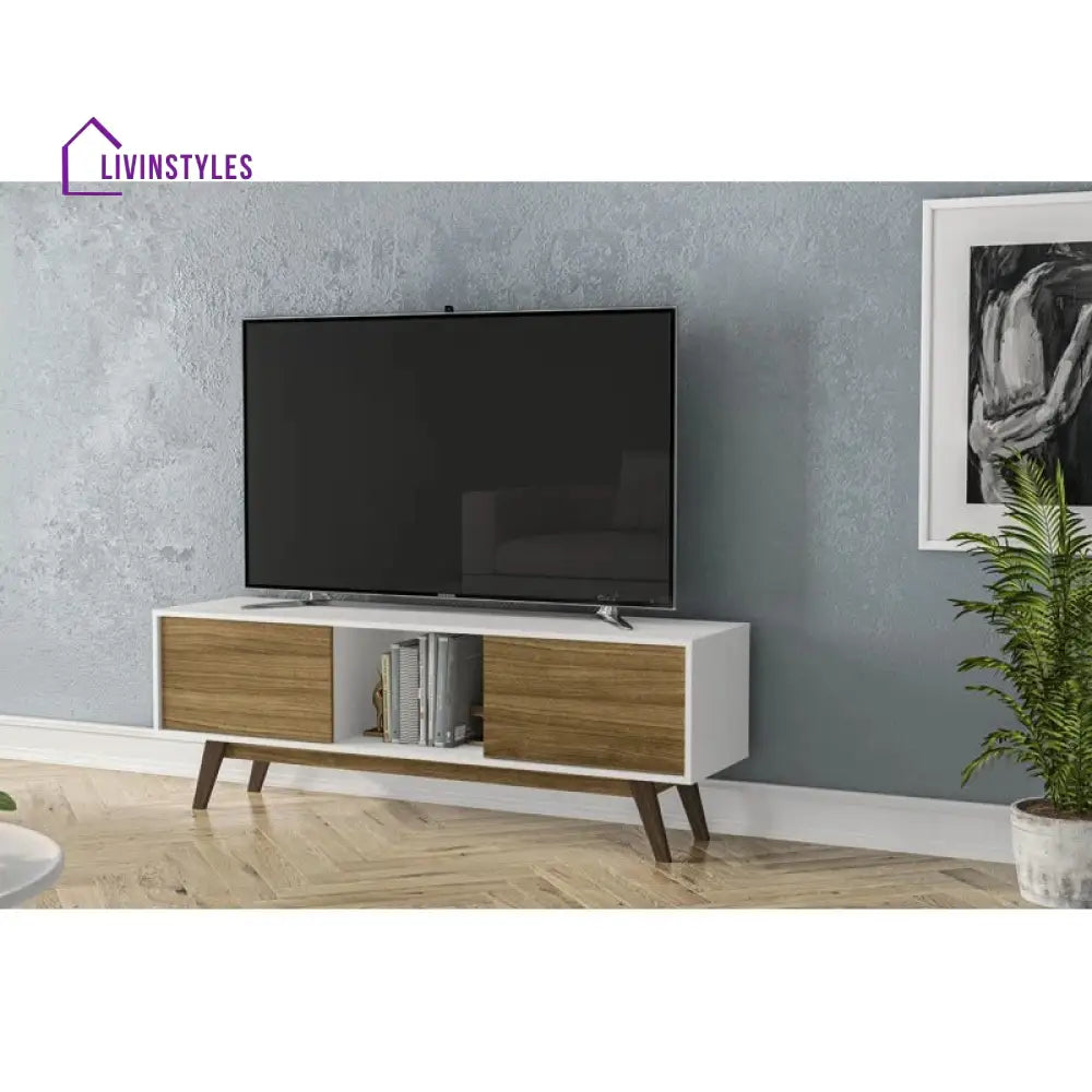 Tatum White Finish Tv Unit Stand for Living Room