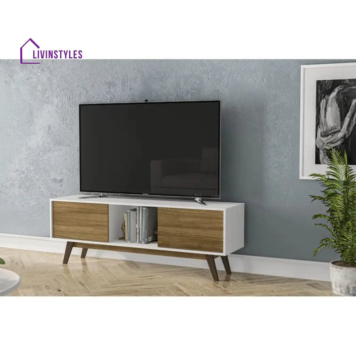Tatum White Finish Tv Unit Stand for Living Room