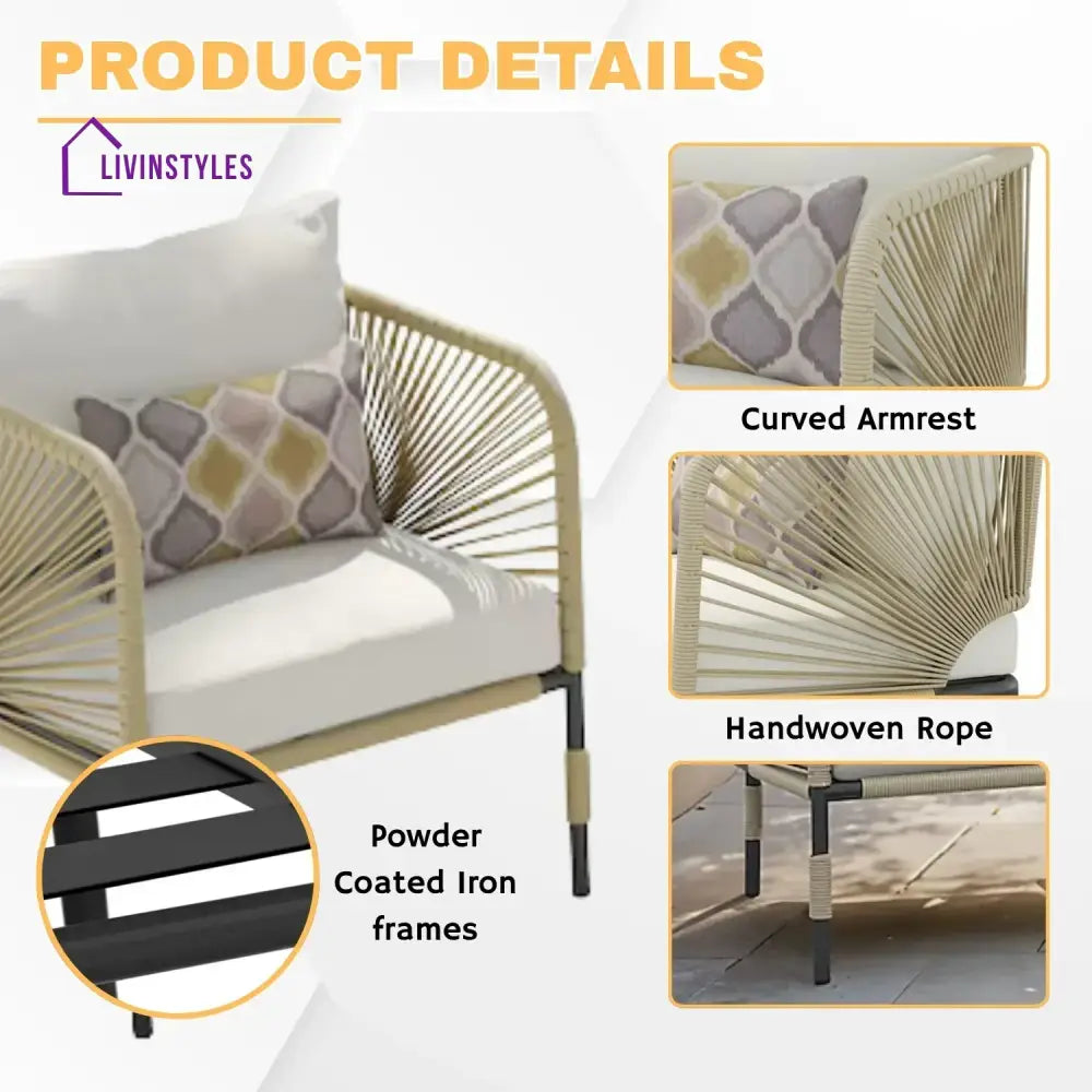 Taylor 3 Piece Garden Outdoor Rope Patio Set - Patio Set