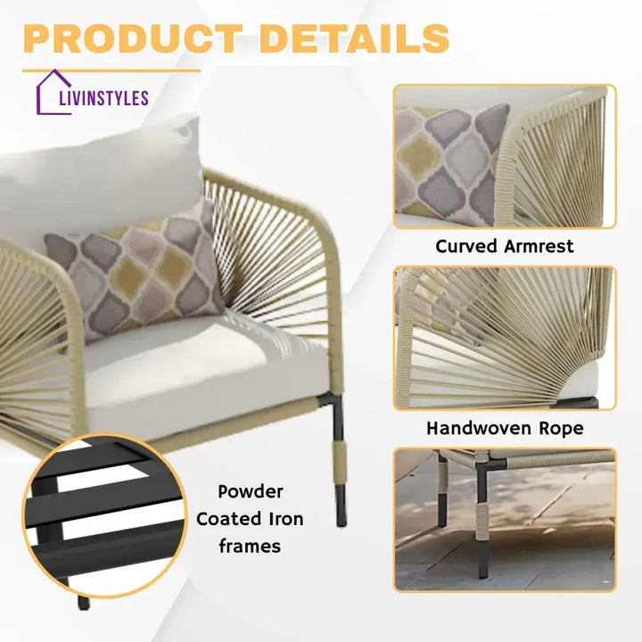 Taylor 3 Piece Garden Outdoor Rope Patio Set - Patio Set