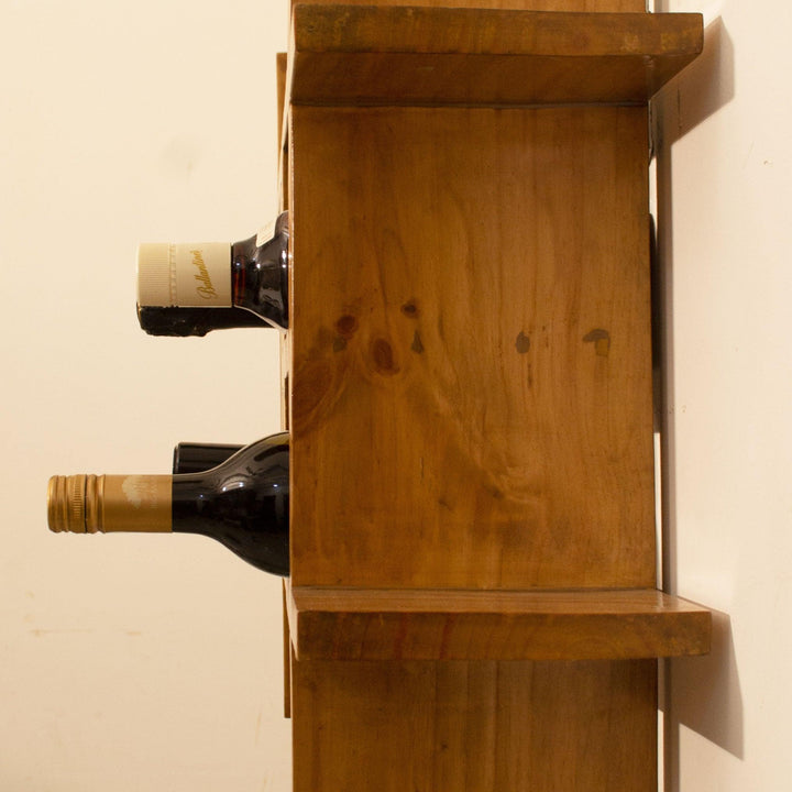 Yevhen Wall Mount Wooden Wine Rack - Natural Bar Furniture