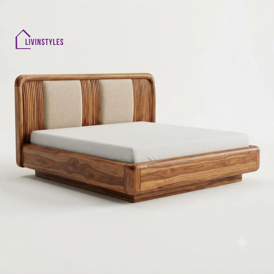 Teboho Wooden Double Bed | King Size Bed | Queen Size Bed - Bed Without Storage