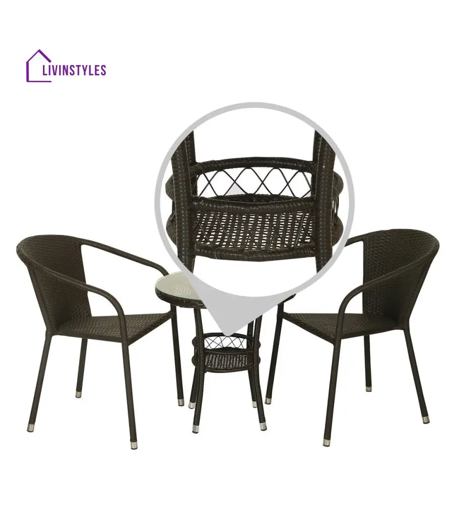 Ted Outdoor Patio Seating Set 2 Chairs and 1 Table Set (Black) - Coffee Table Sets