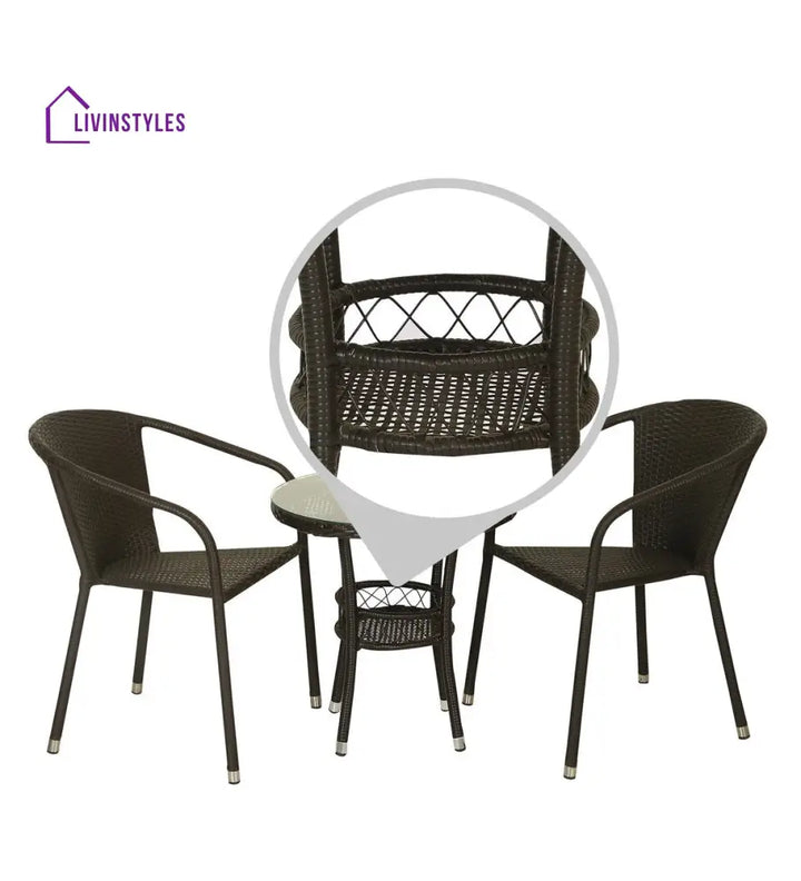 Ted Outdoor Patio Seating Set 2 Chairs and 1 Table Set (Black) - Coffee Table Sets