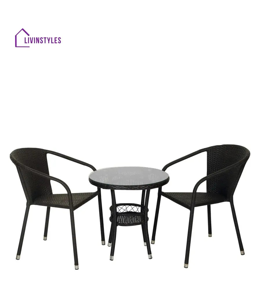 Ted Outdoor Patio Seating Set 2 Chairs and 1 Table Set (Black) - Coffee Table Sets