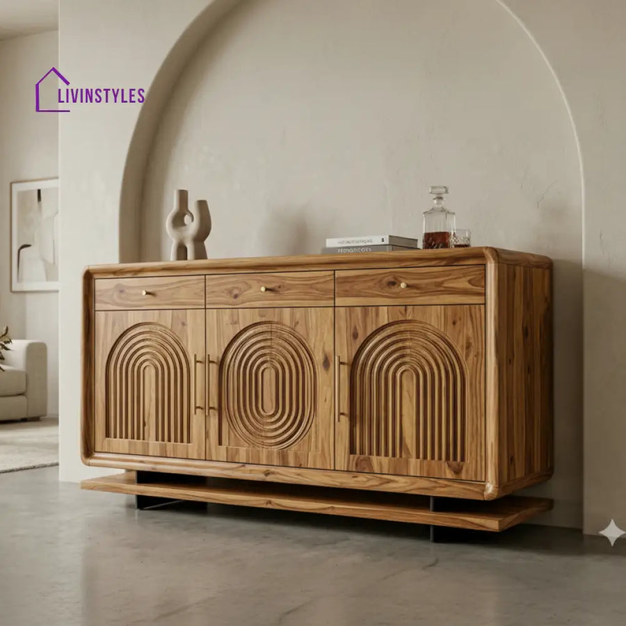Tehani Sheesham Wood Cabinet and Sideboard (Honey Finish)