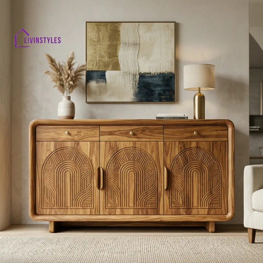 Teina Sheesham Wood Cabinet and Sideboard (Honey Finish)