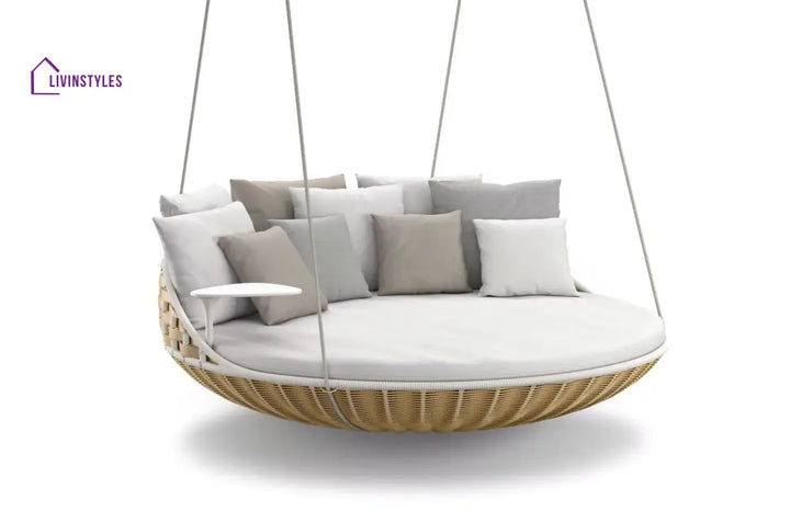 Teirtu Three Seater Hanging Swing Without Stand For Balcony Garden Swing - Honey - Swings