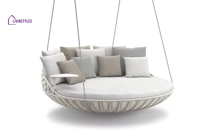 Teirtu Three Seater Hanging Swing Without Stand For Balcony Garden Swing - White - Swings