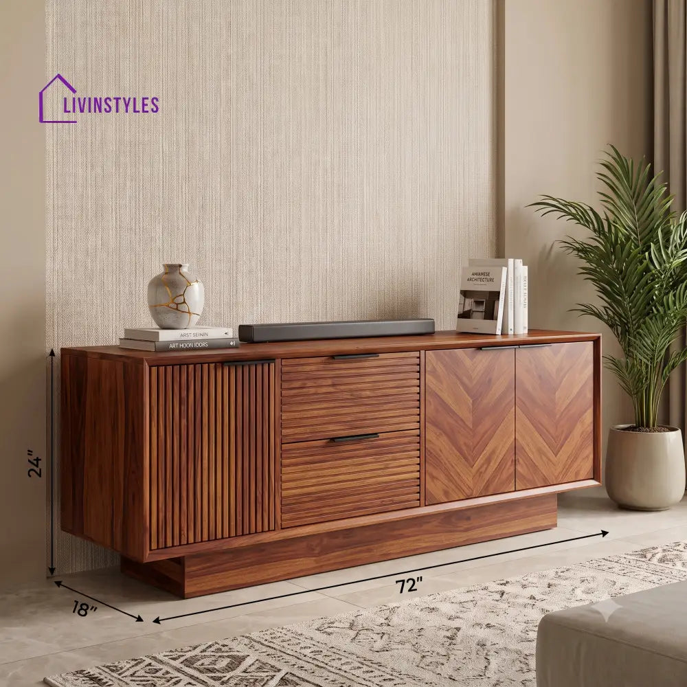 Tejas Solid Sheesham Wood Tv Unit for Living Room | Tv Cabinet | Tv Console