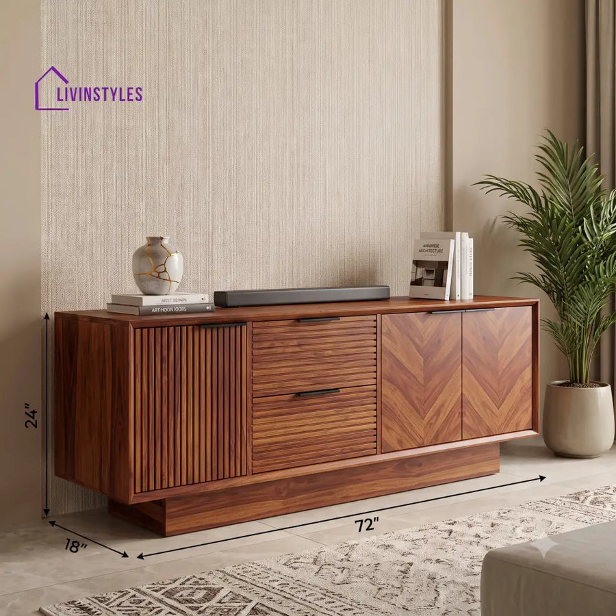 Tejas Solid Sheesham Wood Tv Unit for Living Room | Tv Cabinet | Tv Console