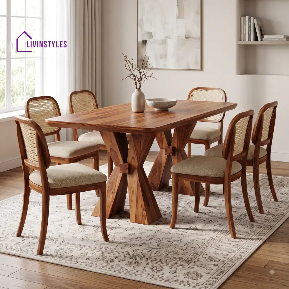 Tejaswini Premium Wooden 6 Seater Dining Table Set