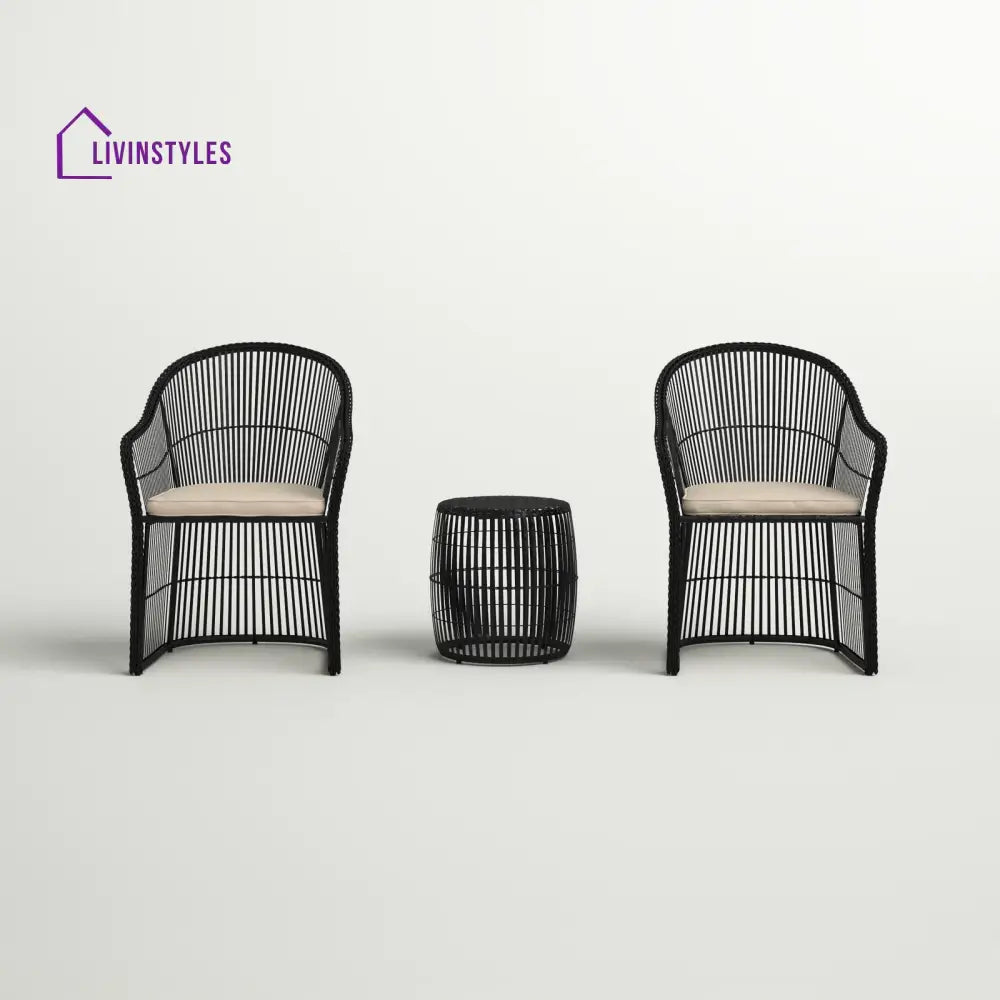 Tender Outdoor Patio Seating Set 2 Chairs and 1 Table Set (Black + Beige) - Coffee Table Sets