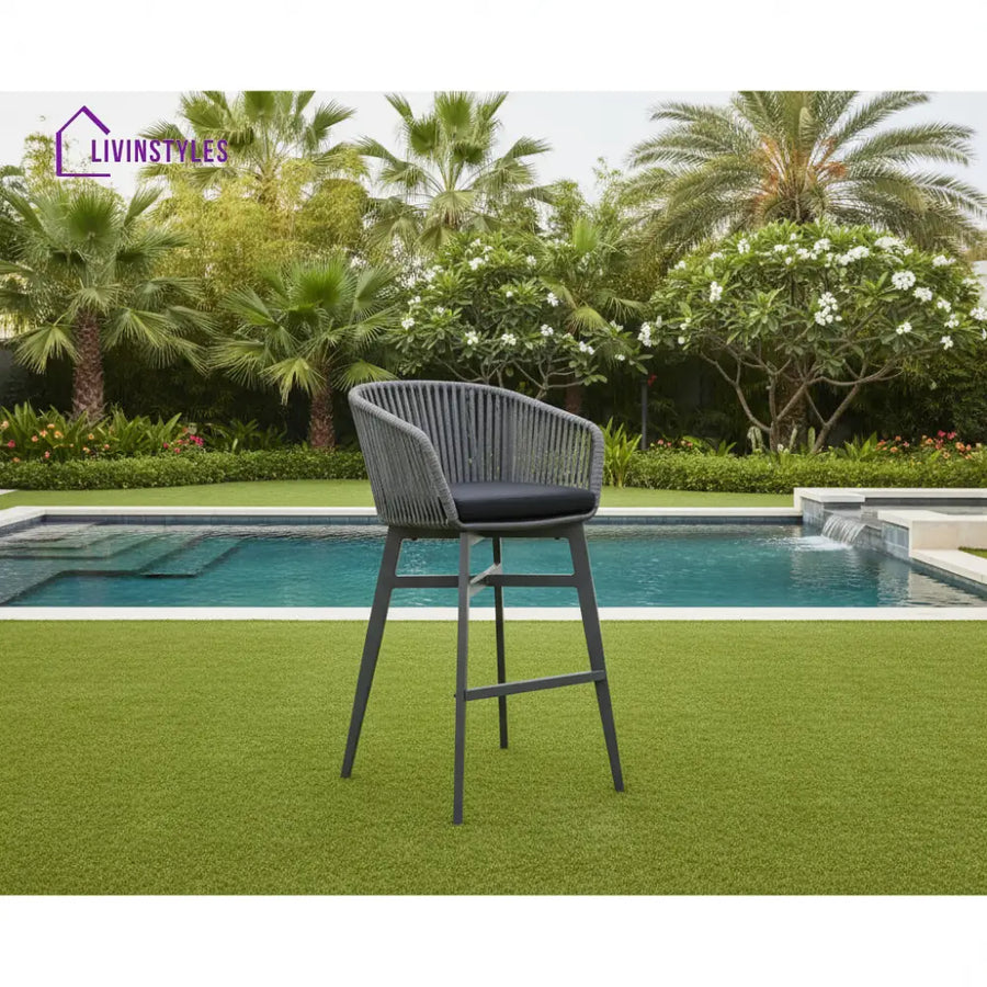 Teobaldo Outdoor Bar Chair 1 Garden Patio Bar stool For Balcony Chair (Dark Grey) - Bar Sets