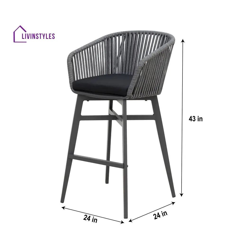 Teobaldo Outdoor Bar Chair 1 Garden Patio Bar stool For Balcony Chair (Dark Grey) - Bar Sets