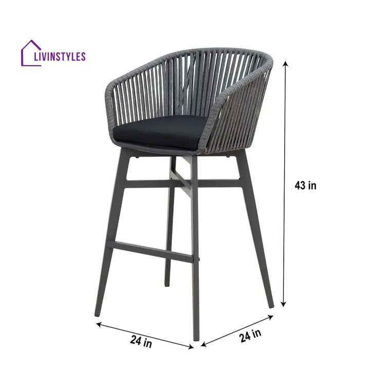 Teobaldo Outdoor Bar Chair 1 Garden Patio Bar stool For Balcony Chair (Dark Grey) - Bar Sets
